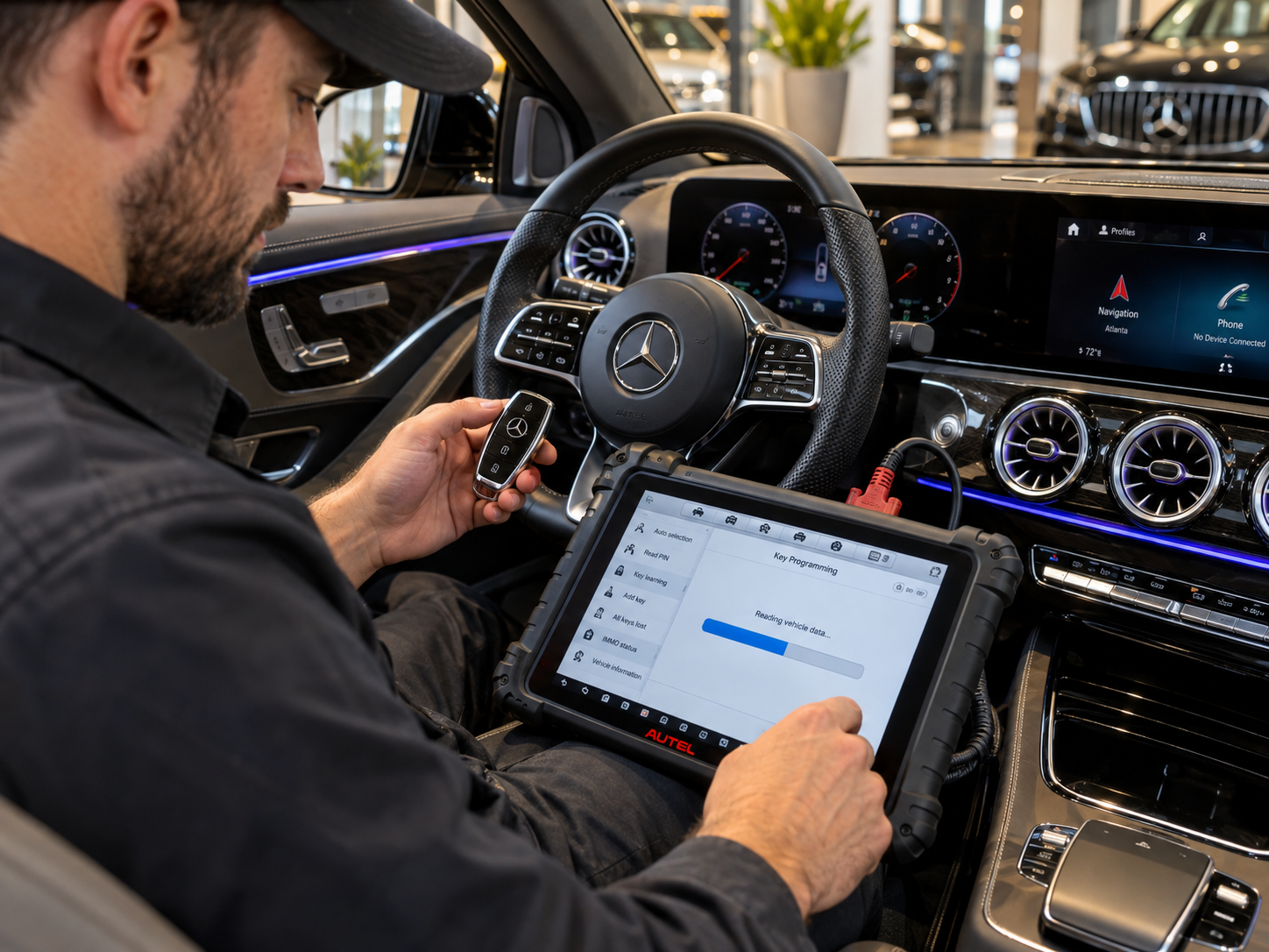 Programmierung eines Mercedes-Autoschlüssels mit einem Diagnosegerät